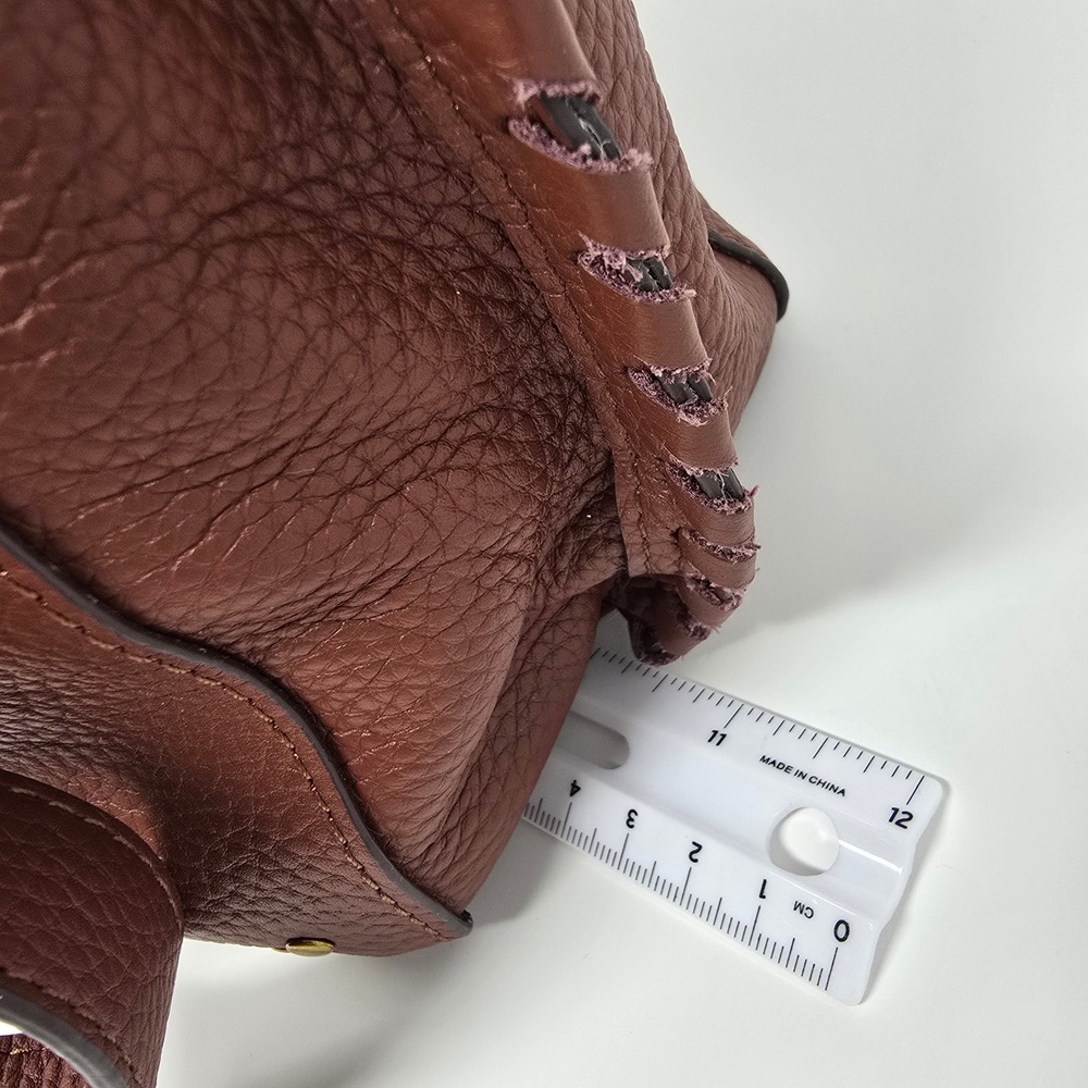 American Leather Co Luca Triple Entry Crossbody Bag Brown Leather Handbag Purse - Picture 7 of 16